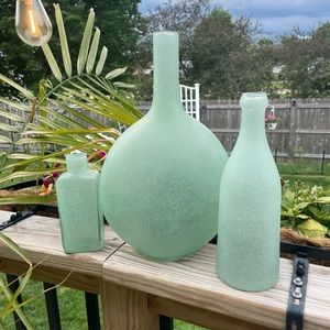 Pottery barn Sea glass vase set of three